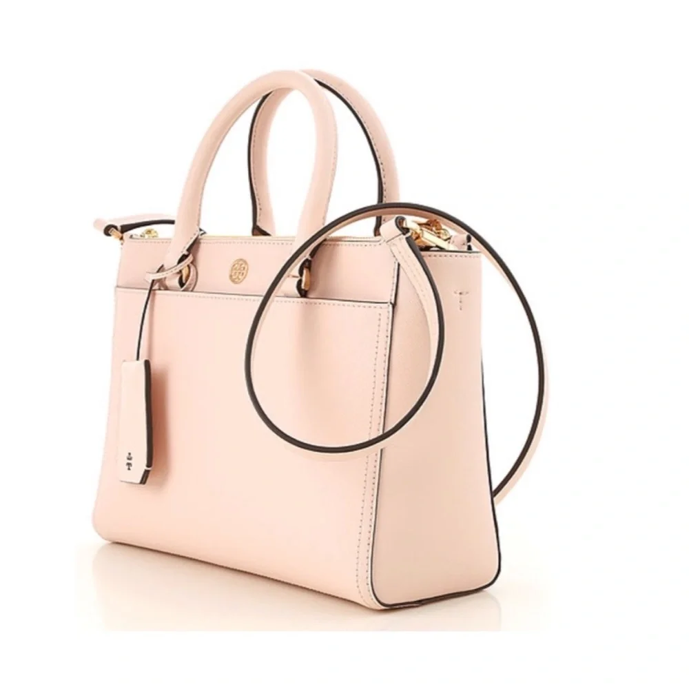 NWOT Tory Burch Saffiano Leather Pink Robinson double zip tote bag - Picture 2 of 16